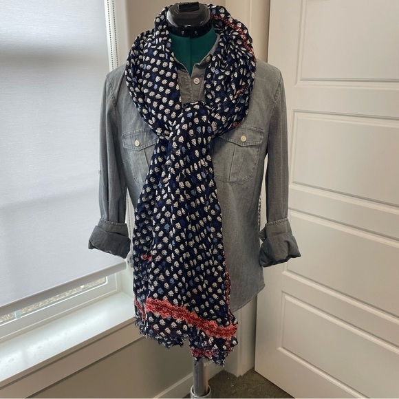 J. Crew NWT Navy Blue Lightweight Linen Cotton Scarves - Picture 10 of 11